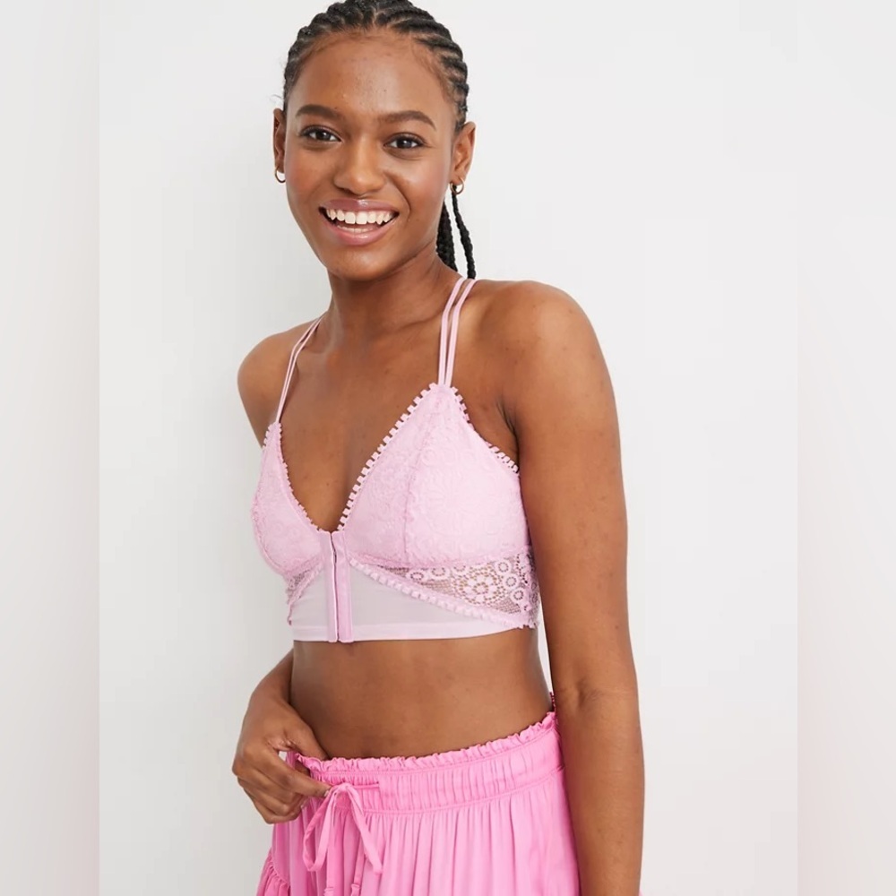 Aerie Joy Lace Padded Longline Bralette NEW